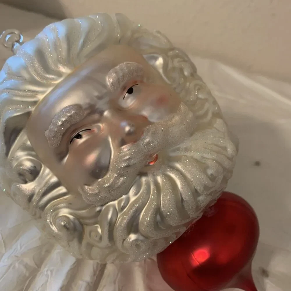 Vintage Blown Glass Jumbo Santa Claus Ornament 9.5”